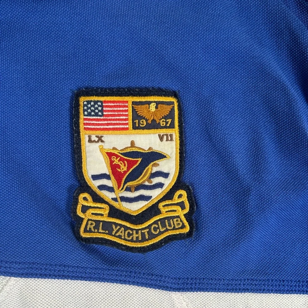 Polo Ralph Lauren nautical rugby blue white polo shirt with crest logo - Picture 6 of 15